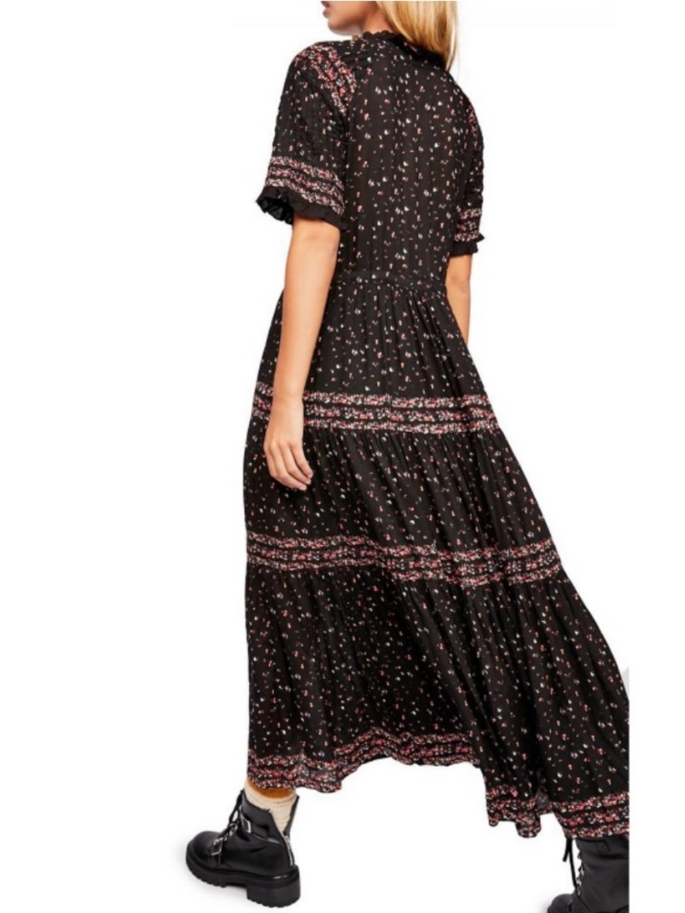 Free People Rare Feeling Floral Print Tiered Pleated Maxi Dress